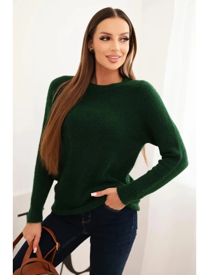 Dámský svetr z baby alpaky s dlouhým rukávem zelený