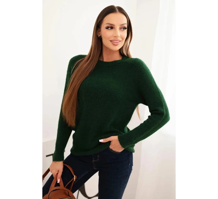 Dámský svetr z baby alpaky s dlouhým rukávem zelený