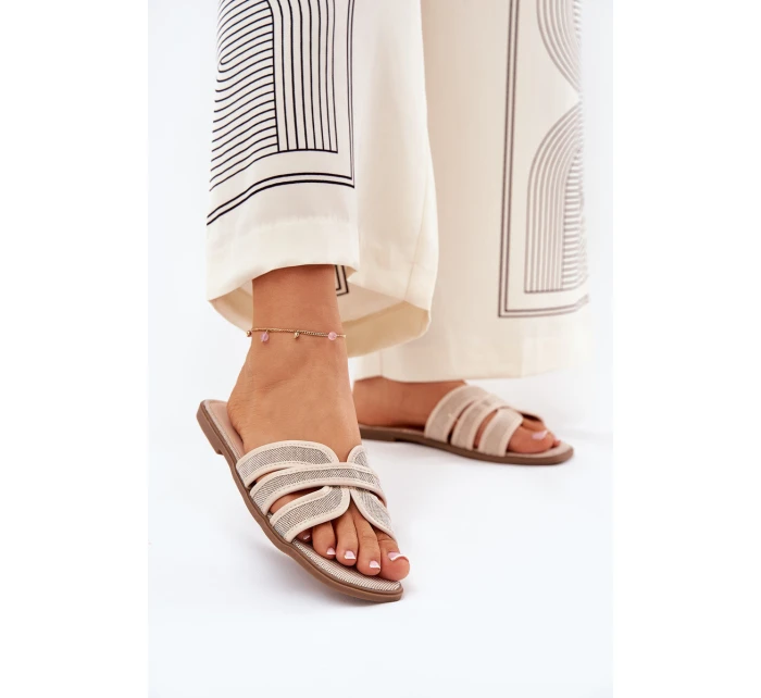 Klasické Dámské Plážové Pantofle Béžové Scazze