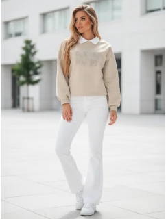 Dámská mikina HAPIRES s potiskem oversize cappuccino FashionStreet BY1483