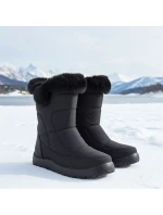 Dámské ploché zateplené sněhule černé Potocki KI24322 Dámské ploché zateplené sněhule černé Potocki KI24322