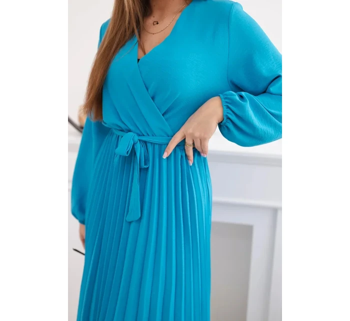 Šaty se  lemem tyrkys model 21908511 - K-Fashion