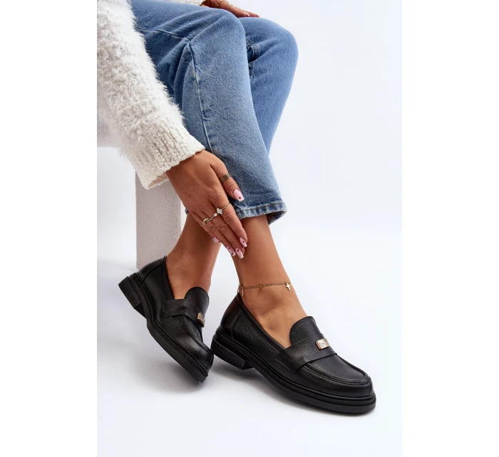 Zazoo 20165 Dámské kožené mokasíny černé