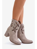 Semišové Prodyšné Botky Na Podpatku Kávové Lewski 3629