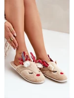 Vánoční Pantofle S Motivem Sobů Béžové Sylaia