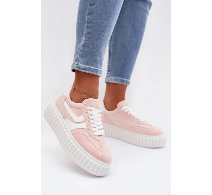 Dámské tenisky na platformě z eko semiše Růžové Cadrina