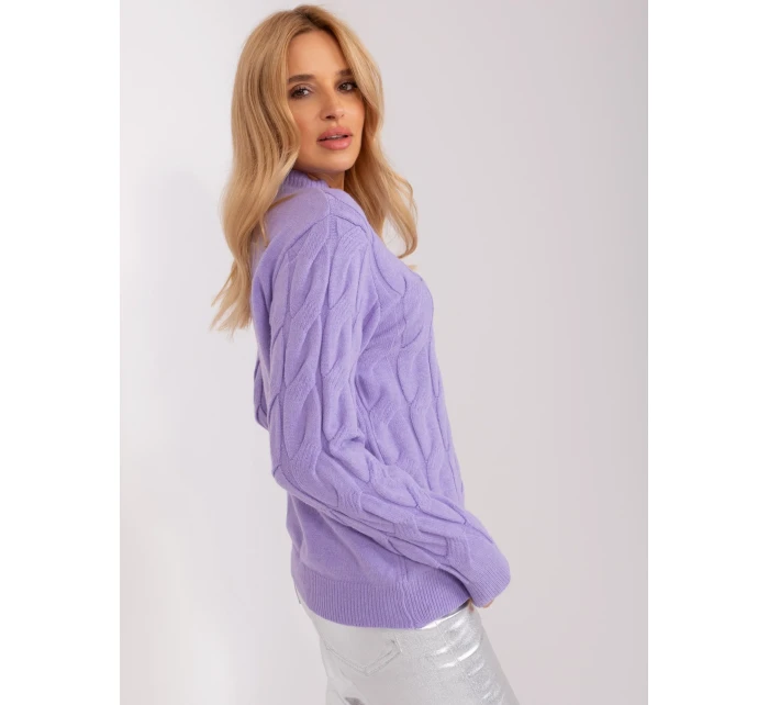 Sweter AT SW model 18955221 jasny fioletowy - FPrice Sweter AT SW model 18955221 jasny fioletowy - FPrice