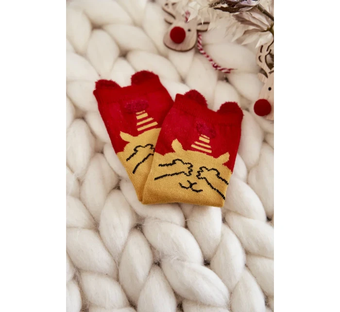 Dětské vánoční ponožky medvěd Cosas červeno-žlutý Dětské vánoční ponožky medvěd Cosas červeno-žlutý