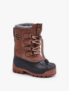 Vysoké Teplé Dětské Sněhule se Stahováním Lee Cooper Hnědé