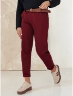 Dámské chinos kalhoty s páskem ELEGANTENO bordó FashionStreet UY2256