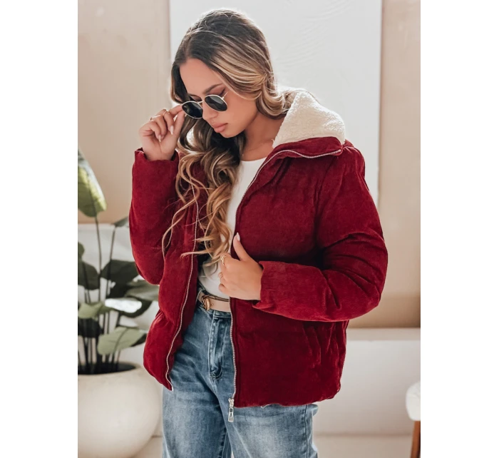 Dámská manšestrová bunda vínová Dstreet model 21990548 - FashionStreet Dámská manšestrová bunda vínová Dstreet model 21990548 - FashionStreet