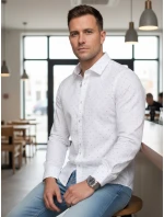 Pánská bílá vzorovaná košile slim fit FashionStreet DX2699 Pánská bílá vzorovaná košile slim fit FashionStreet DX2699