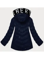 Tmavě modrá lesklá dámská bunda s ozdobnou podšívkou (xw810x)