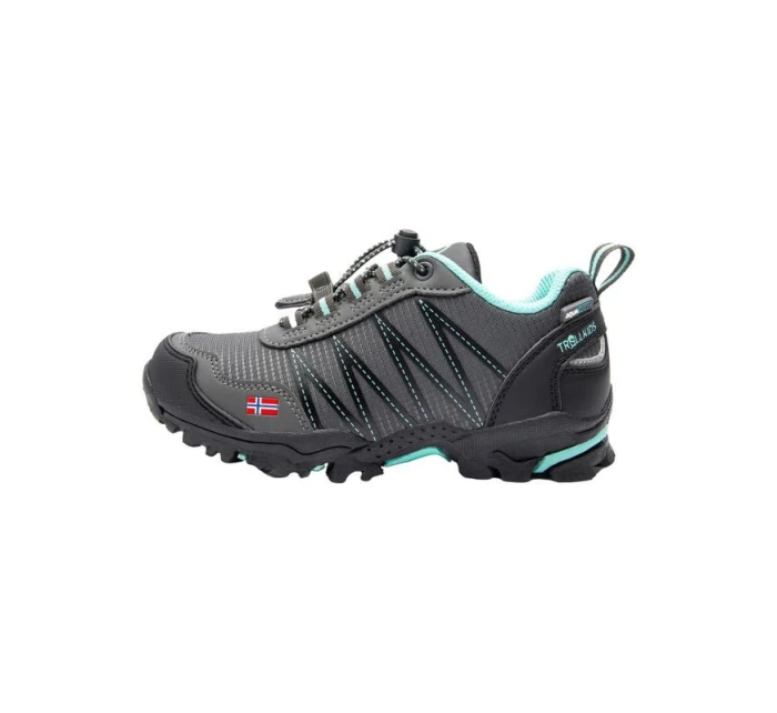 Trollkids Kids Trolltunga Hiker Low anthracite/mint nepromokavé turistické boty pro chlapce/dívky (155-609)