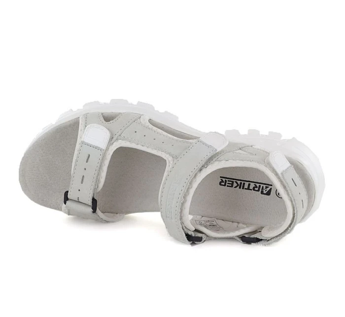 Dámské kožené sportovní sandály na suchý zip šedé model 22116487 - Artiker