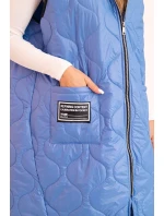 Dámská prošívaná vesta Plus Size s kapucí na zip džínová barva