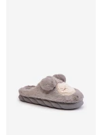Teplé Kožené Pantofle Dámské Šedé model 21677919 - Boto Teplé Kožené Pantofle Dámské Šedé model 21677919 - Boto
