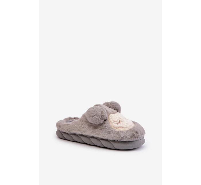 Teplé Kožené Pantofle Dámské Šedé model 21677919 - Boto Teplé Kožené Pantofle Dámské Šedé model 21677919 - Boto