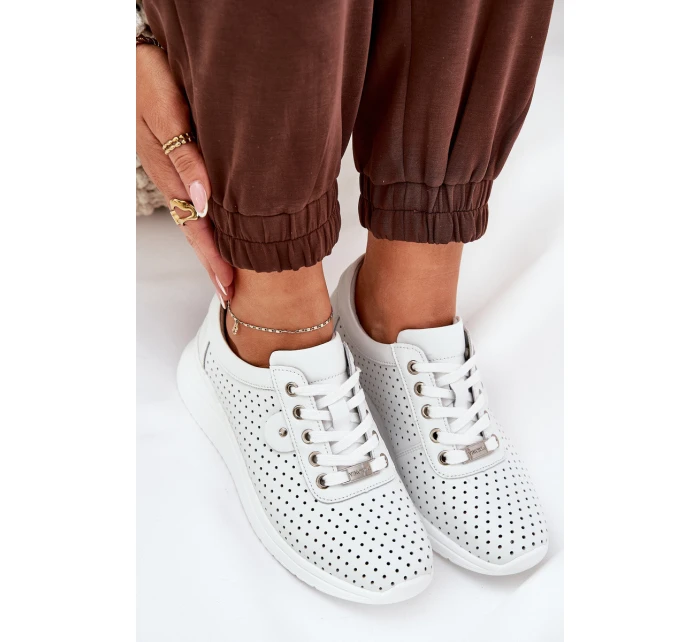 Dámské Kožené Sportovní Boty model 21686730 Bílé - VINCEZA