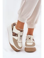 Dámské Tenisky Na Masivní Platformě Zvířecí Vzor Béžové Telanila Dámské Tenisky Na Masivní Platformě Zvířecí Vzor Béžové Telanila