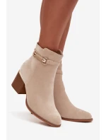 Dámské zimní boty na podpatku s ozdobným páskem béžové Galissa Dámské zimní boty na podpatku s ozdobným páskem béžové Galissa
