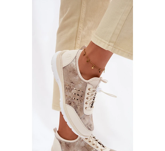 kožené polobotky Dívčí  Béžové model 22100265 - D&A