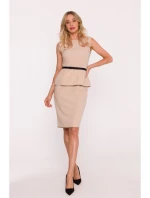S427 Peplum šaty - béžové S427 Peplum šaty - béžové