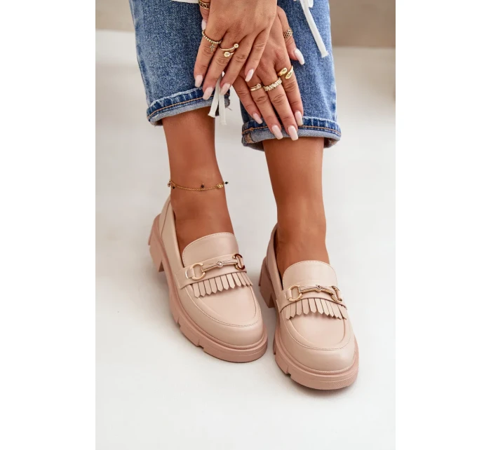 Dámské Mokasíny S Ozdobou Eko Kožené Béžové Tialorae Dámské Mokasíny S Ozdobou Eko Kožené Béžové Tialorae