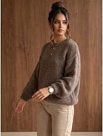 Dámský volný svetr s kulatým výstřihem Fango FashionStreet MY2586 Dámský volný svetr s kulatým výstřihem Fango FashionStreet MY2586