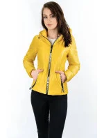 Krátká žlutá prošívaná dámská bunda s kapucí model 14764898 - S'WEST