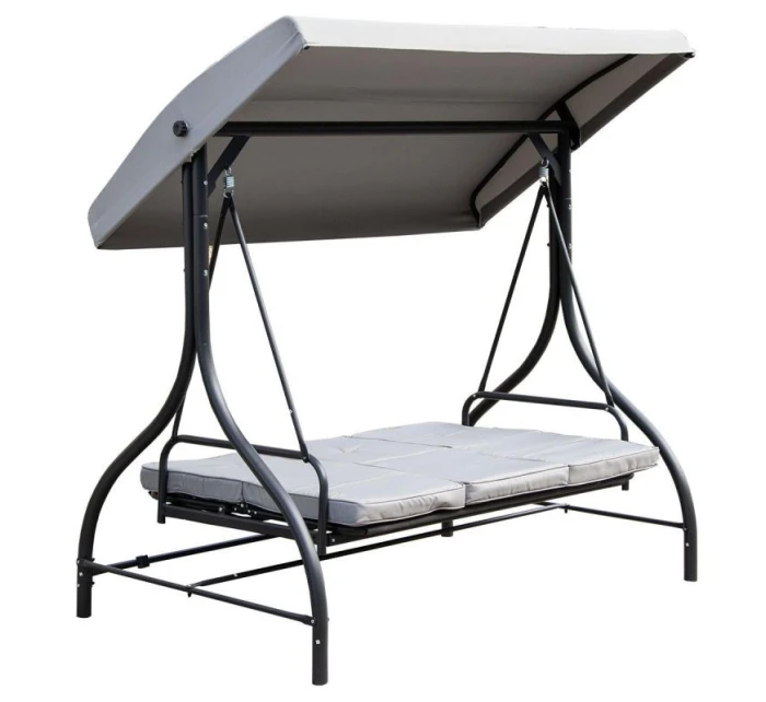 ZAHRADNÍ A BALKONOVÁ HOUPAČKA NINA 3MÍSTNÁ ŠEDÁ