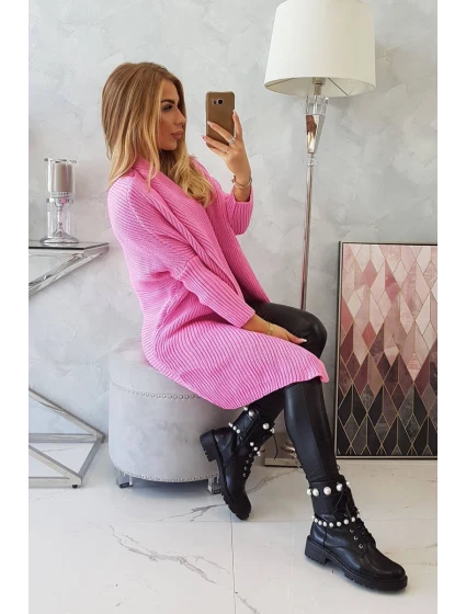 Svetr s netopýřími rukávy světle růžový
