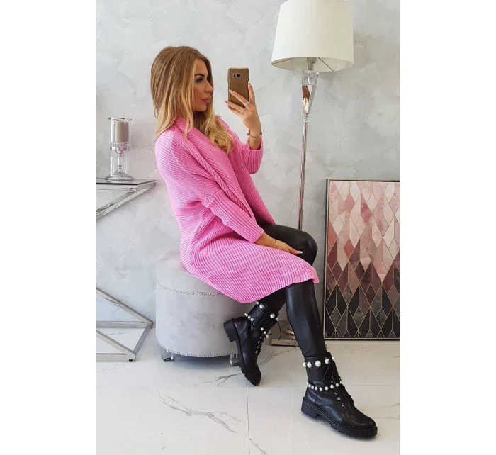 Svetr s netopýřími rukávy světle růžový