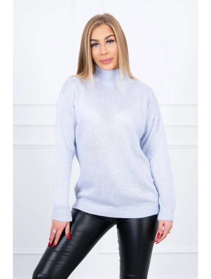 model 18747756 svetr s rolákem modrý - K-Fashion
