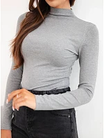 Dámská halenka z bavlny s příměsí viskózy s rolákem grey Dámská halenka z bavlny s příměsí viskózy s rolákem grey
