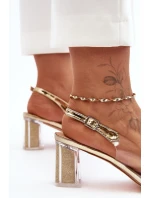 Transparentní Sandály Na Podpatku Zlaté SBarski MR1037-43