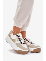 Dámské tenisky na masivní platformě se zvířecím vzorem béžovo-zlaté Telanila