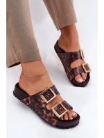 Dámské Pantofle S Přezkami Leopardí Hnědé model 21695871 - Zaxy