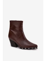 Dámské boty z eko kůže na sloupku hnědé model 21709985 - Boto Dámské boty z eko kůže na sloupku hnědé model 21709985 - Boto