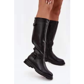 Izolované dámské kozačky na nízkém podpatku s přezkami Černé Sorelle Izolované dámské kozačky na nízkém podpatku s přezkami Černé Sorelle