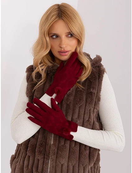 Rękawiczki AT RK model 19367768 bordowy - FPrice Rękawiczki AT RK model 19367768 bordowy - FPrice