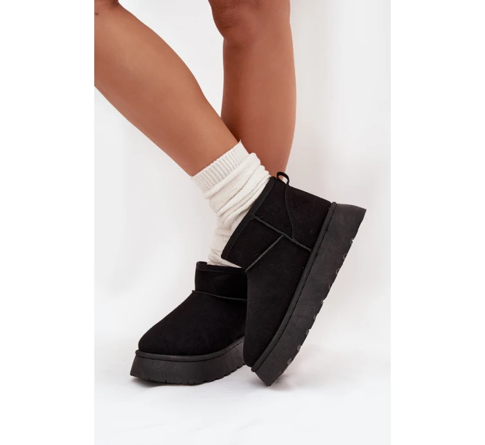 Dámské sněhule na platformě s kožíškem Vesirae – černé