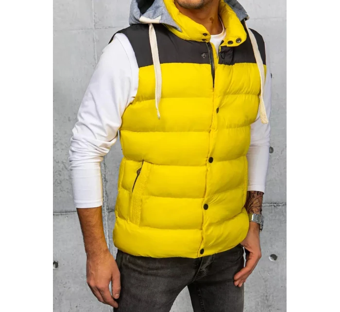 Pánská vesta s kapucí žlutá FashionStreet TX4321 Pánská vesta s kapucí žlutá FashionStreet TX4321