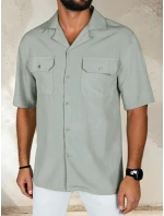 Pánská šedá košile s krátkým rukávem FashionStreet KX1085 Pánská šedá košile s krátkým rukávem FashionStreet KX1085
