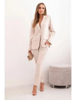 Komplet dámský s viskózou s ozdobami a elastickými kalhotami béžový Komplet dámský s viskózou s ozdobami a elastickými kalhotami béžový