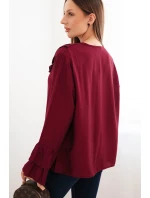 Dámská blůza z viskózy s volány a dlouhým rukávem bordová Dámská blůza z viskózy s volány a dlouhým rukávem bordová