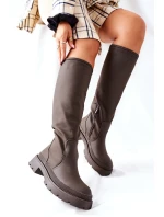 Dámské Kozačky Khaki  On model 21562160 - S.Barski