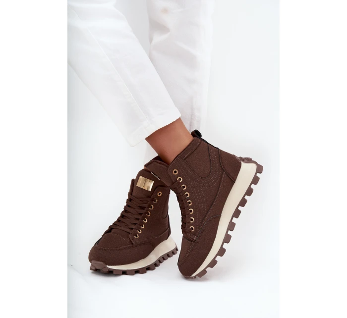 Zateplené dámské trapery na platformě hnědé model 21712197 - Boto