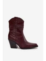 Dámské kožené boty typu kovboj na podpatku Bordové Sorelia Dámské kožené boty typu kovboj na podpatku Bordové Sorelia