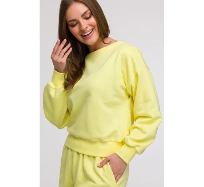 B293 Mikina s otevřenými zády - lemon
